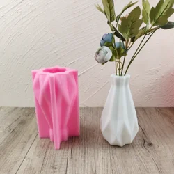 DIY Nordic style origami vase resin silicone mold geometric shape diamond shaped flower pot concrete cement gypsum silicone mold