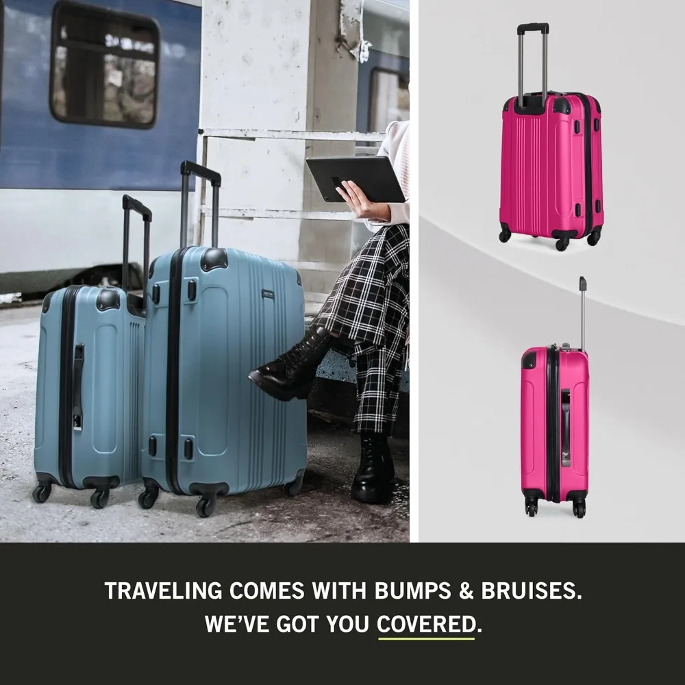 Kenneth Cole REACTION Out of Bounds Lightweight Hardshell 4-Wheel Spinner Luggage, Magenta, 2-Piece Set (20