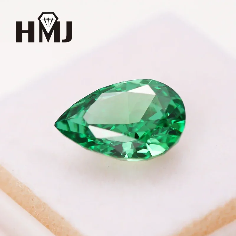 

Pear Shape (5 PCS Per Lot ) Crushed Ice Cut High Carbon Diamond Cubic Zirconia Emerald Green 4K Cutting CZ Lab Zircon Stones