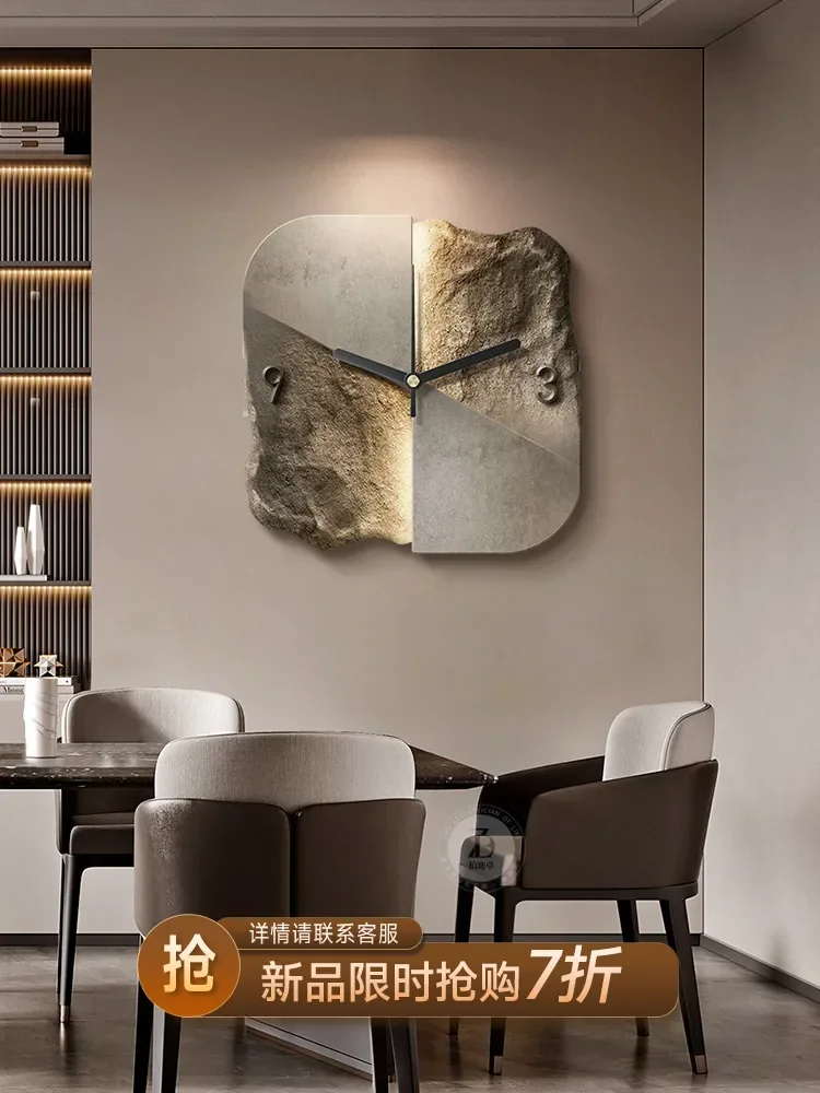 Light luxury restaurant clock hanging wall decorative Creative Abstract Three-dimensional Sandstone Living Room Painting Hanging