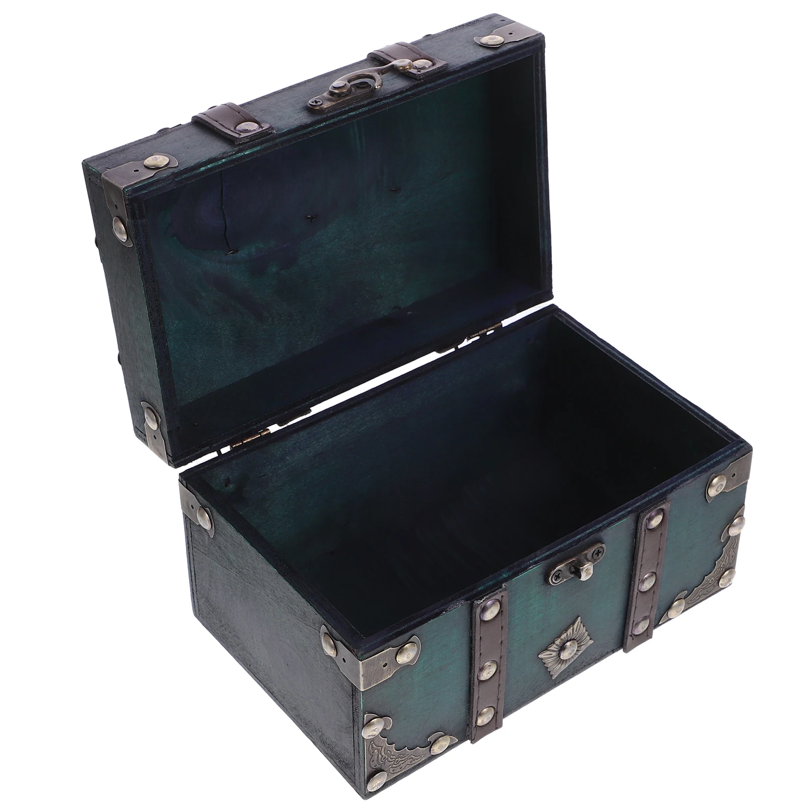 

Retro Storage Box Jewelry Box Small Treasure Chest Wooden Vintage Green Compact Size Buckle Latch Versatile Household Travel