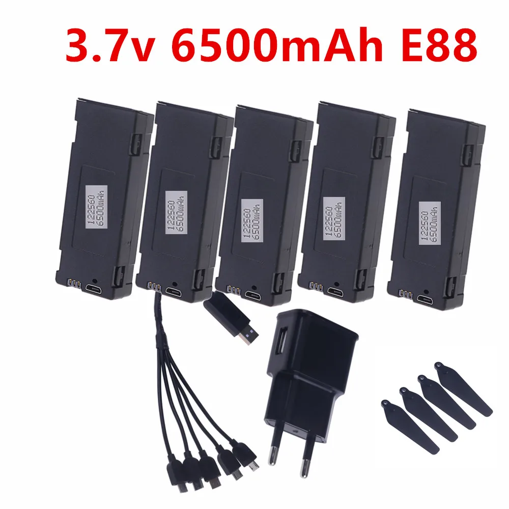 3.7V 6500Mah E88 Battery Accessory For E88 E88PRO E99 E99PRO K3 LsE525 E525 PRO P5 P8 P15 S1 S2 P1 P5PRO Mini Uav Drone Battery