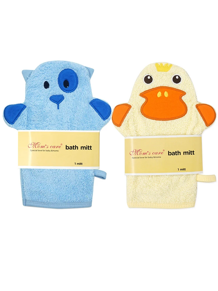 2pcs Baby Cartoon Shower Gloves Children\'s Shower Towels Animal Embroidered Shape Rubbing Towels Bath Wipes Child Accessories