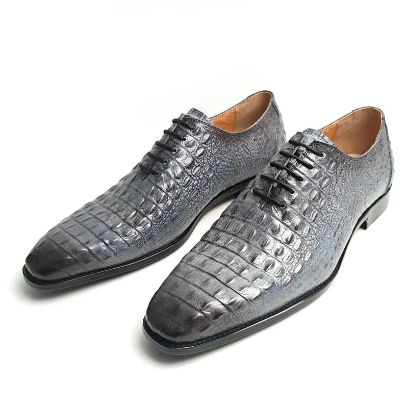 Business Leather Shoes For Men Luxury Crocodile Pattern Zapatos De Vestir Hombre Lace Up Wedding Office Dress  Fashion Man Shoes