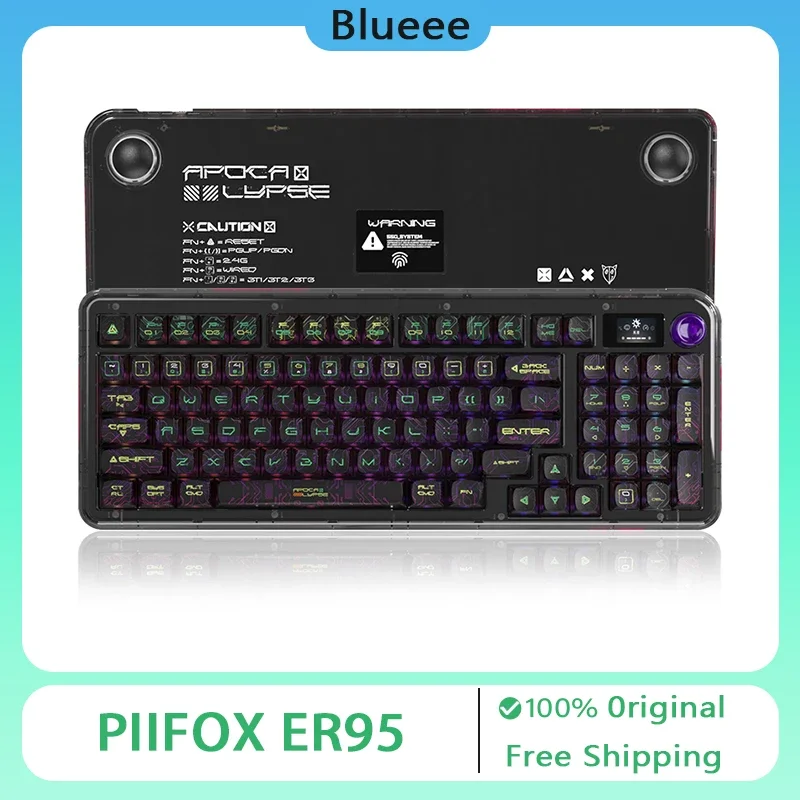 PIIFOX ER95 Customized Mechanical Keyboard Bluetooth Wireless 3mode Transparent Body Long Endurance HIFI Gaming Keyboard Pc Gift