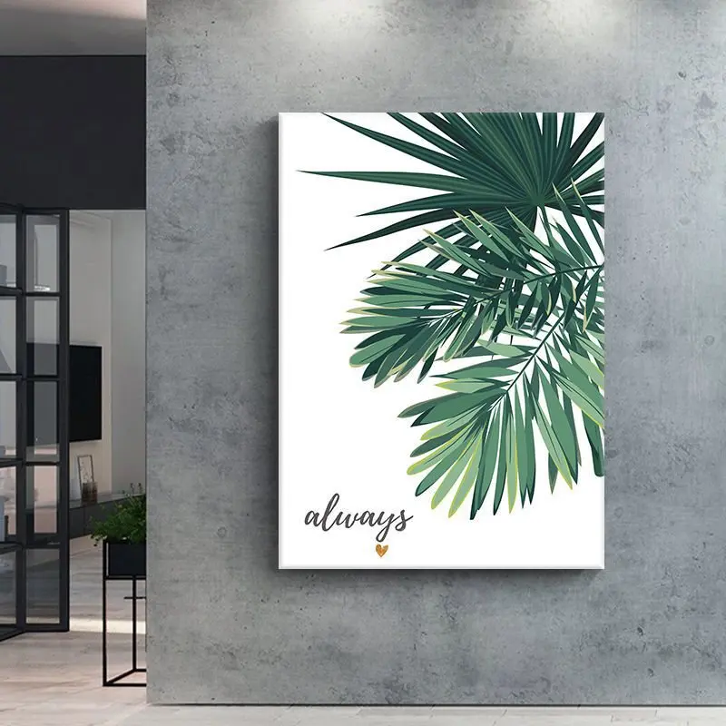 

Nordic English Green Plants Living Room Decorative Painting Elk Bedroom Bedside Entrance Corridor Canvas Painting