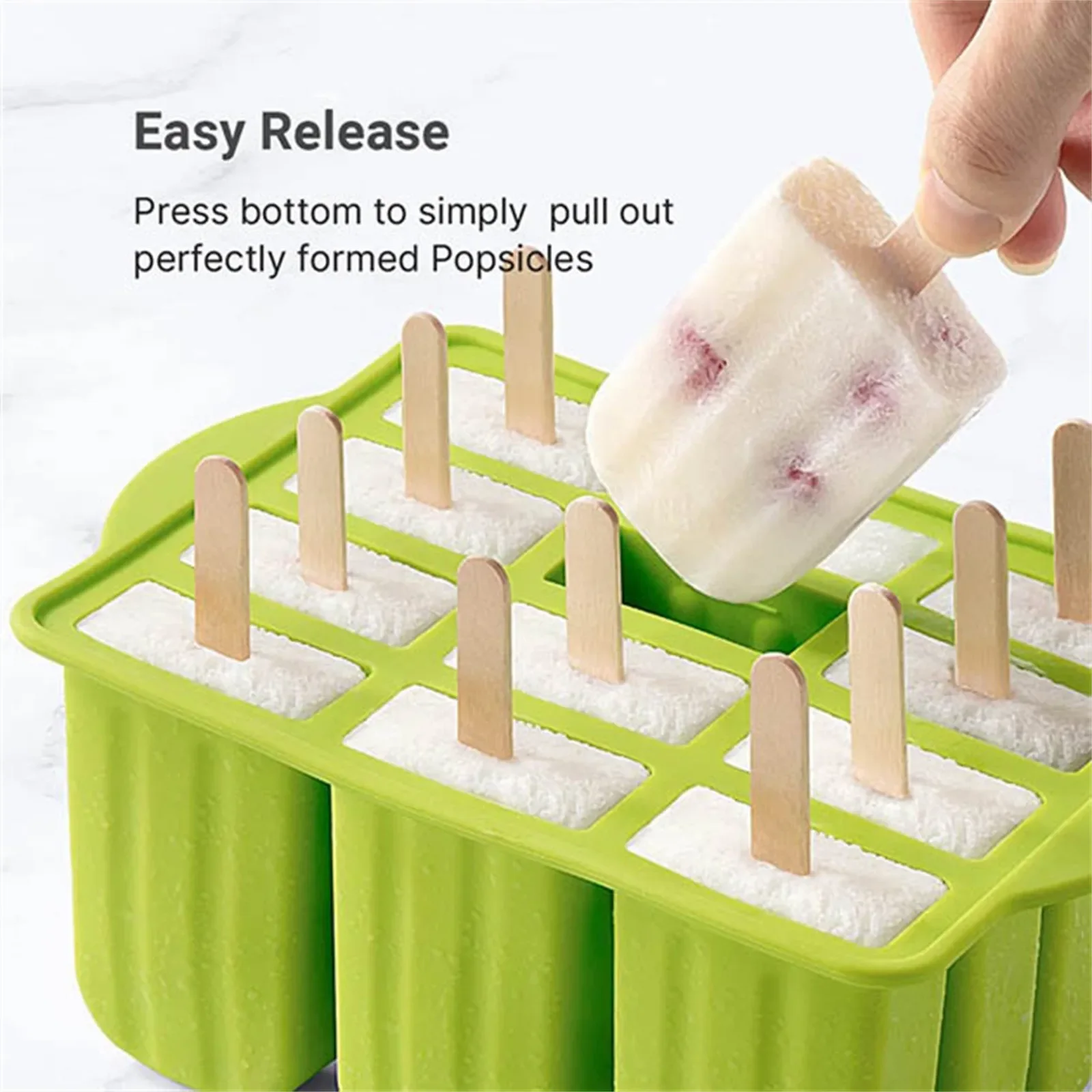 12 Pieces Silicone Popsicle Maker Molds Food Grade Ice Molds With Ice Cream With 50 Popsicle Sticks Popsicles Molds Household