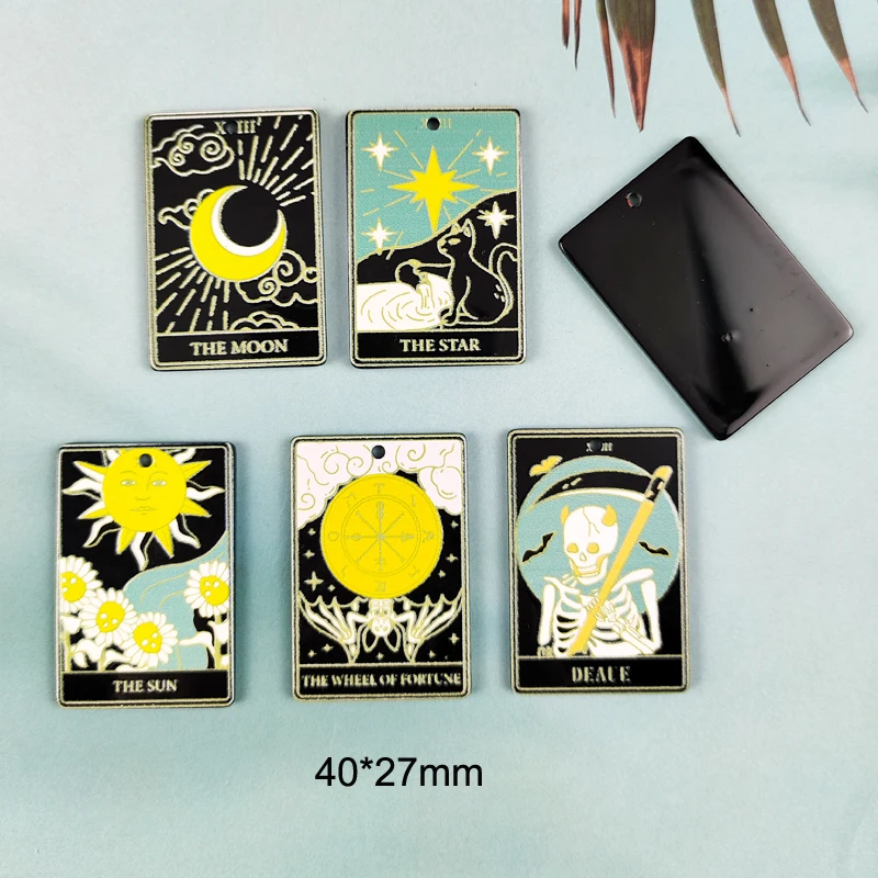 ApeUr 10pcs/pack Sun Moon Tarot Card Ouija Board Acrylic Charms For Dangel Earring DIY Jewelry Making Bulk