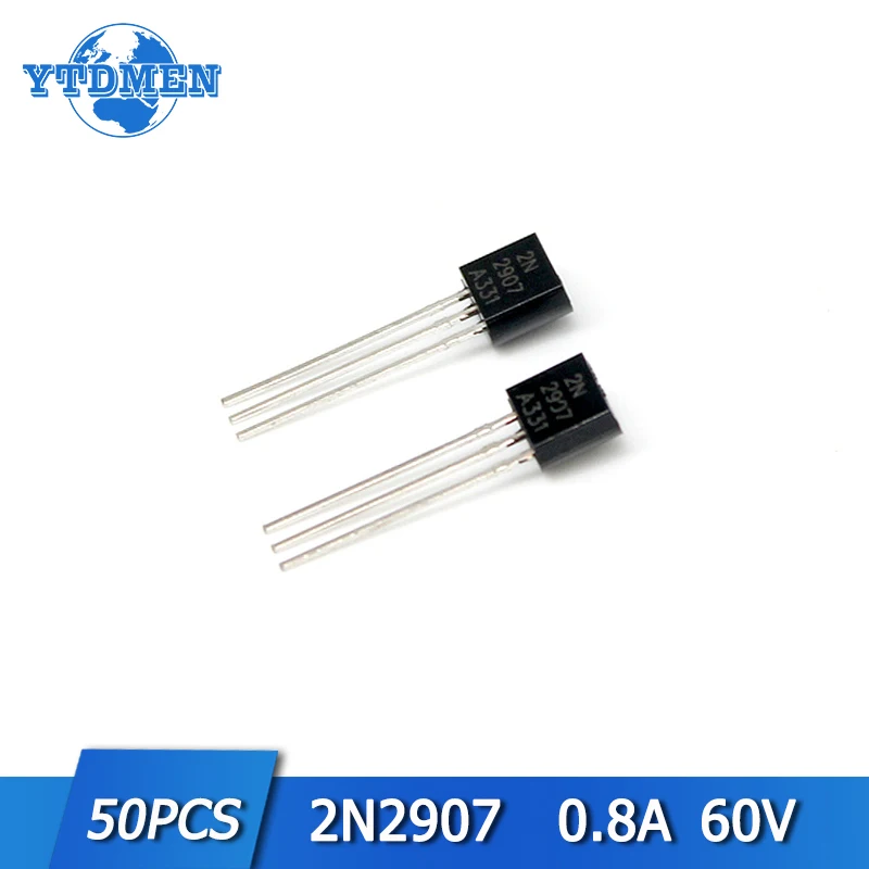 50pcs/lot 2N2907A 2N2907 Transistor PNP TO-92 General Amplifier Transistors Set 60v 0.8A Triode BJT Electronic Component Diy Kit