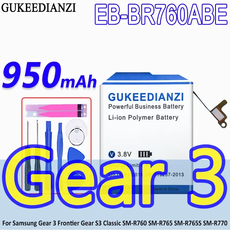 GUKEEDIANZI High Capacity Battery EB-BR760ABE 950mAh For Samsung Gear S3 Frontier / Classic EB-BR760A SM-R760 SM-R770 SM-R765