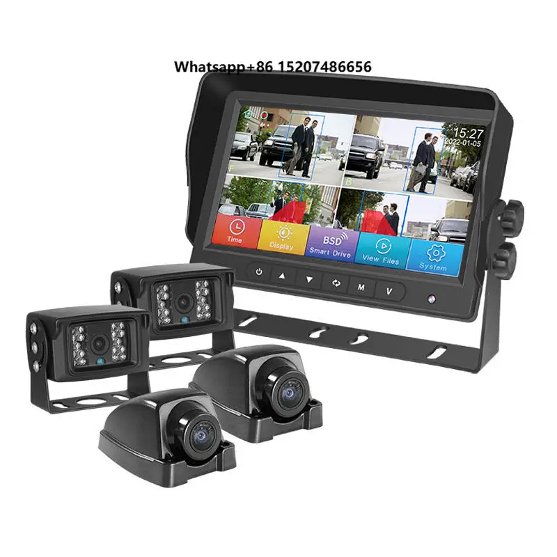 7inch 4ch AI Car for Auto 4 Split Car Screen Dashboard Recorder AHD LCD Display for Truck Bus RV Rear Vi