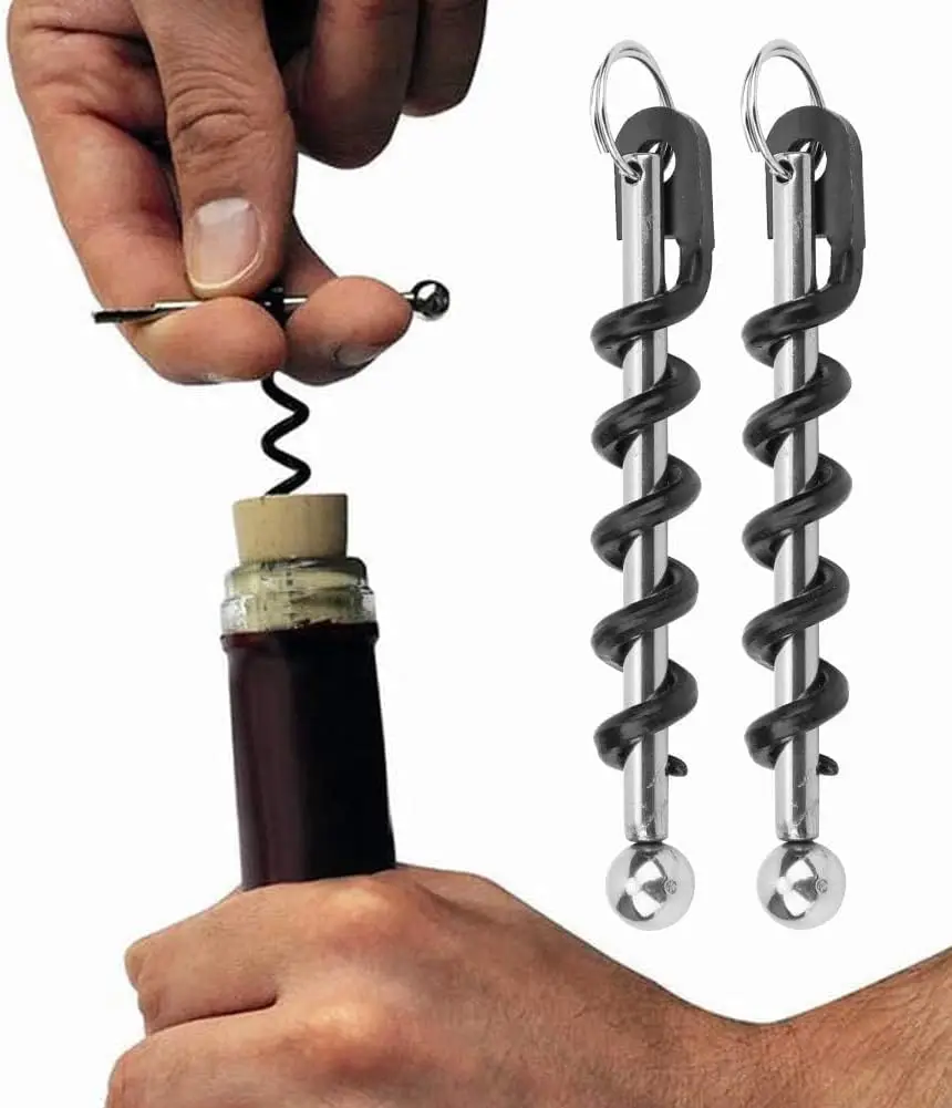 Portable Cork Screw Wine Opener, Travel Pocket Wine Opener, Wine Key Opener, Cork Opener Keychain, Suitable for Travel, Backpacking, Camping
