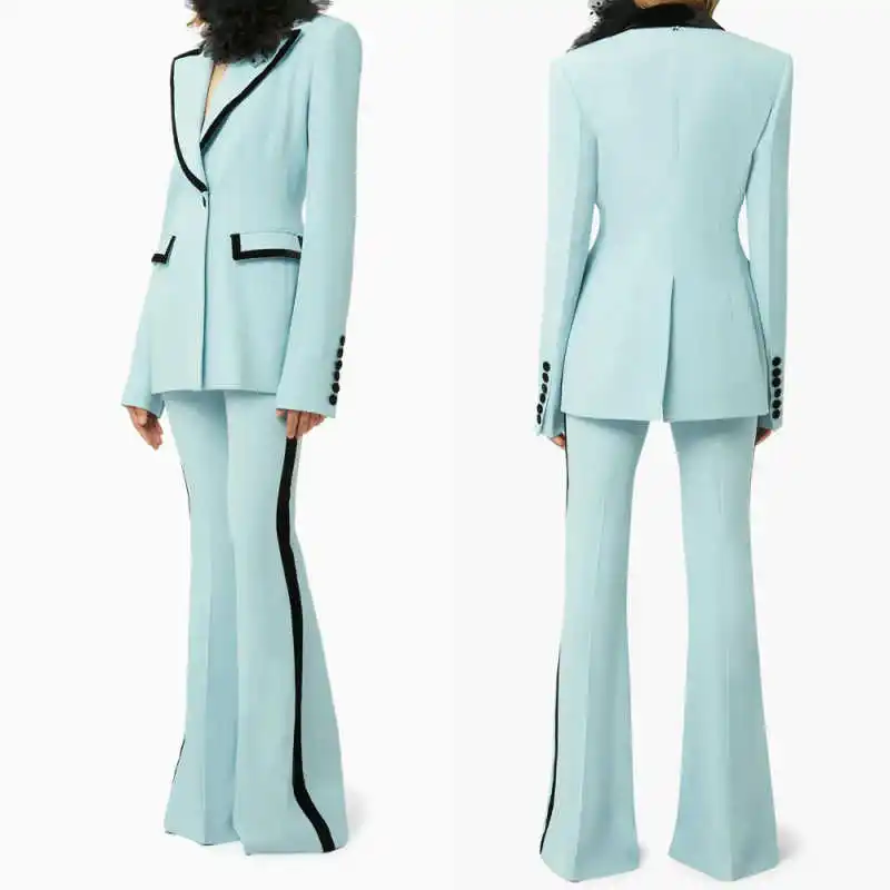  Spring Women's Suit 2 Piece Jacket Pants Long Sleeve One Button Business Occasion Office Commuting Party Outfits Customized