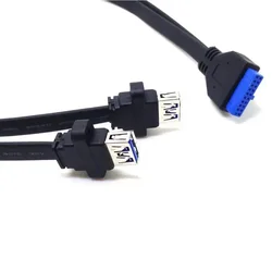 Cavo di prolunga adattatore per scheda madre doppio USB 3.0 femmina a 20 pin Cavo piatto per scheda madre con montaggio a pannello a vite USB 2