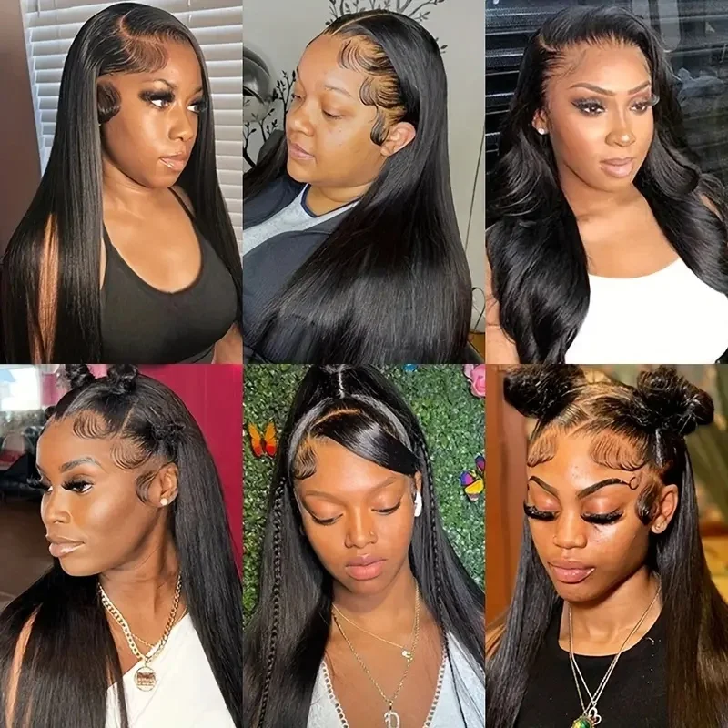13×6 Lace Front Wigs Human Hair Straight Lace Frontal Wigs 13×4 200 Density 1B Transparent Human Hair Wigs