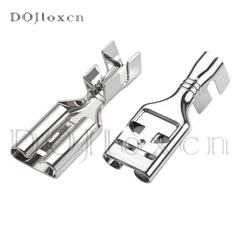 10 Pcs Car Female 9.5mm Plug Spring Cold Press Terminal Crimp Connectors Thickness 0.5