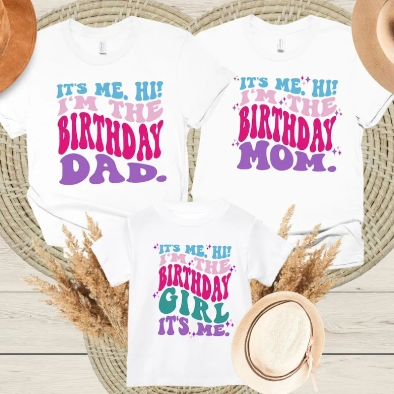 

Birthday Shirt Girl 1-12 Years Girl's Party Clothes Its Me Hi Im The Birthday Girl Mom Dad Family Shirts