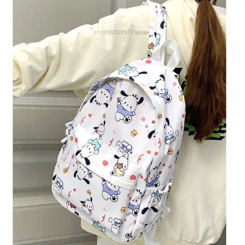 Sanrio Hello Kitty Cinnamoroll Cute Nylon Backpacks for Students Y2k Zipper Waterproof Large Travel Bags Women Campus School Bag