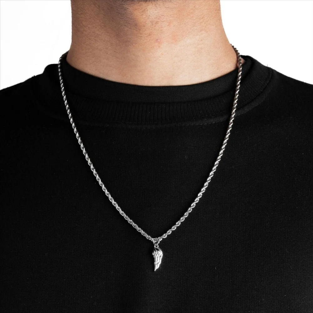Vintage Herren-Halskette mit Federflügel-Anhänger, schlichte 18k goldfarbene Edelstahl-Kette, modischer Punk-Schmuck – Detail 3