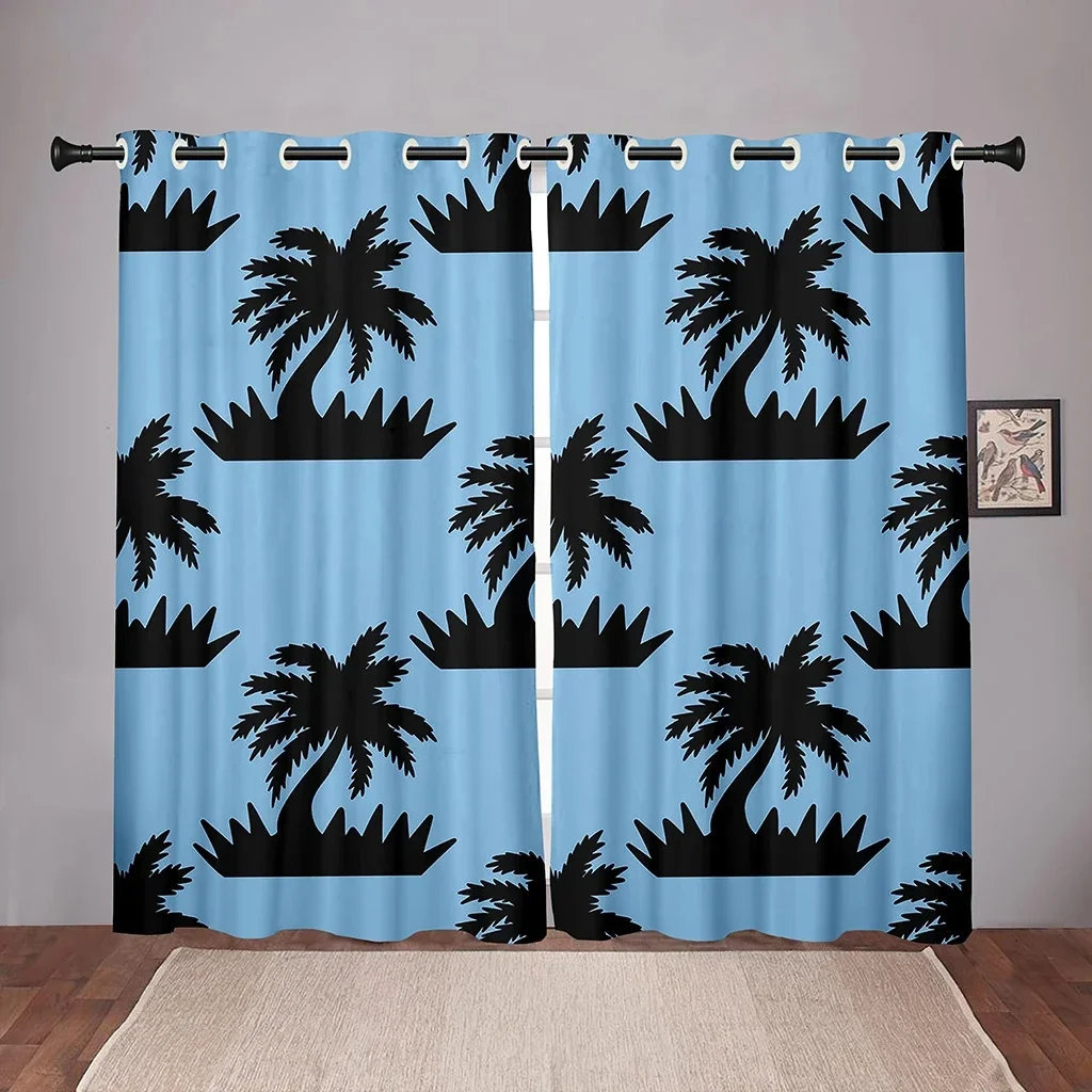 Coconut Tree Carrtoon on Sale Blackout Window Curtain for Bedroom Living Room Bathroom Kicthen Door High Shading New Pattern