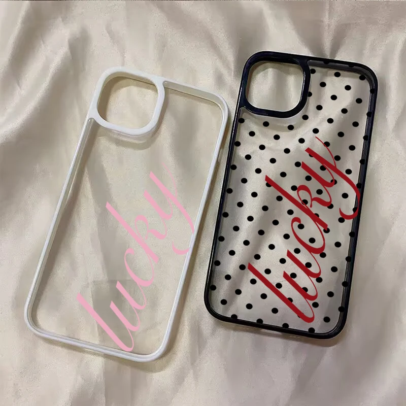 Clear Lucky Letter Polka Dot Case for Samsung Galaxy S26 S25 Plus S24 FE S23 Ultra A36 A56 A16 A06 A55 A54 A53 A35 A34 A15 Cover