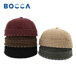 Bocca Washed Color Docker Cap Without Visor Broken Brimless Caps Solid Colors Hat Adjustable Cotton Hats Unisex Vintage Hip Hop