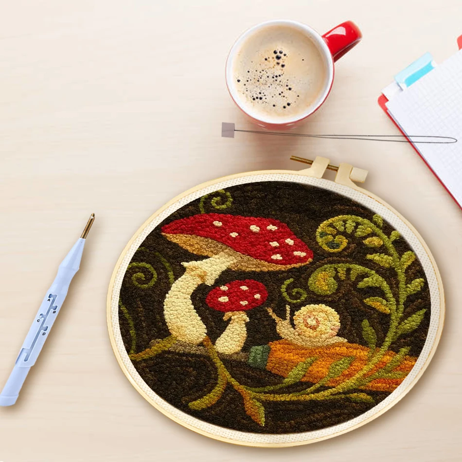 

GATYZTORY Mushroom Punch Needle Rug Punch Kit with Pattern Clothes, Needle,Threader for Crafter DIY Kit Room Decor