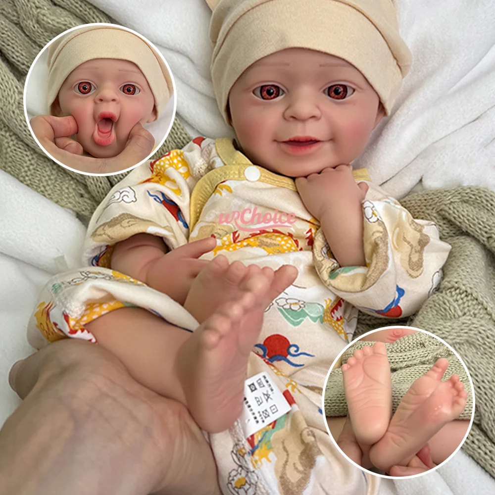 

18-дюймовая силиконовая кукла Reborn для маленьких мальчиков, гибкая реалистичная текстура кожи, кукла Rebirth для новорожденных, рождественский подарок для малышей