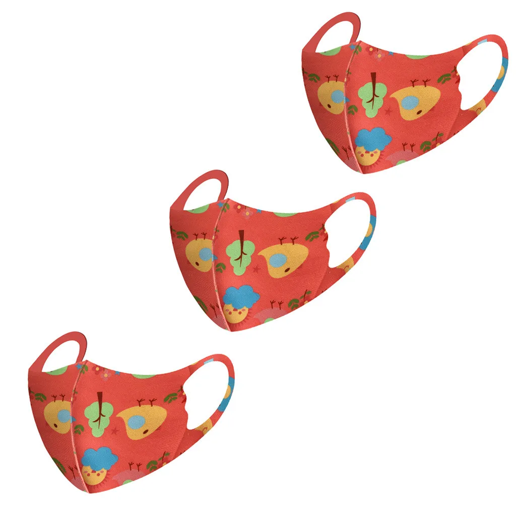 3PCs Kids Boys Girl Cotton Washable  Filter Cartoon Mask Outdoor Dust-Proof Face Protective Mask Washable  Reusable Mask