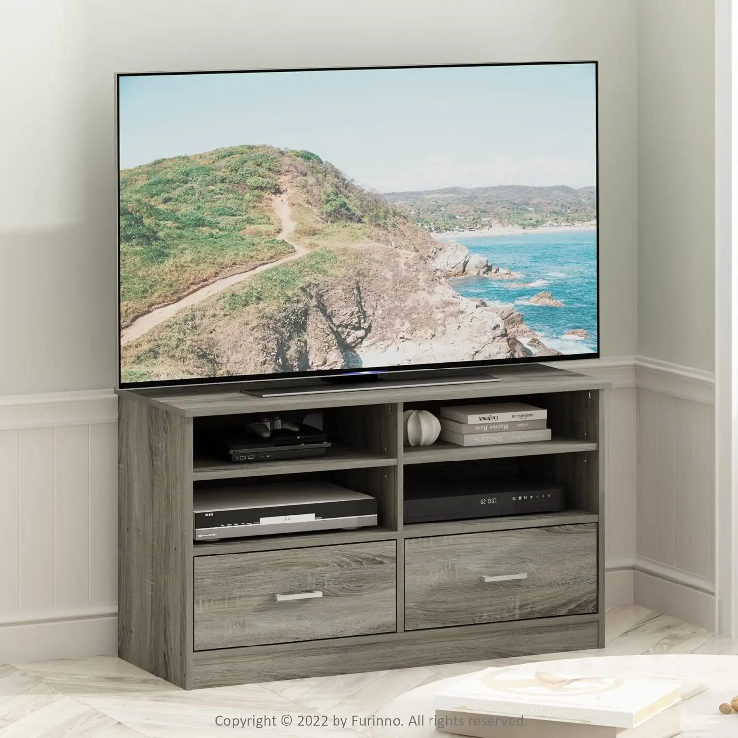 Tv Stand With Drawer, French Oak, Large