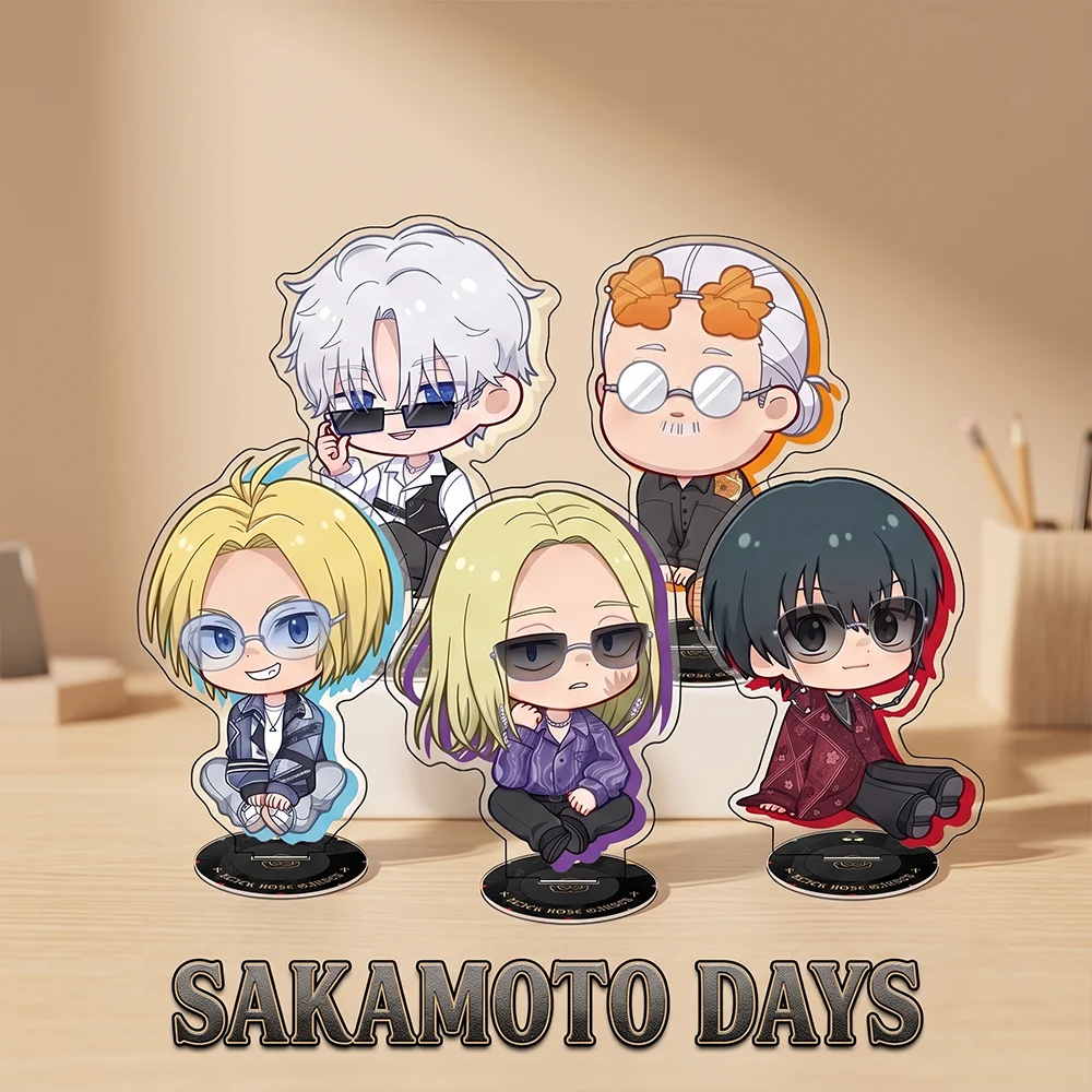 SAKAMOTO DAYS CHIBI Sitting Posture Ver 10CM Double Sided Acrylic Stand Keychain 2026 New Anime Stand Taro Yoichi Shin Decor