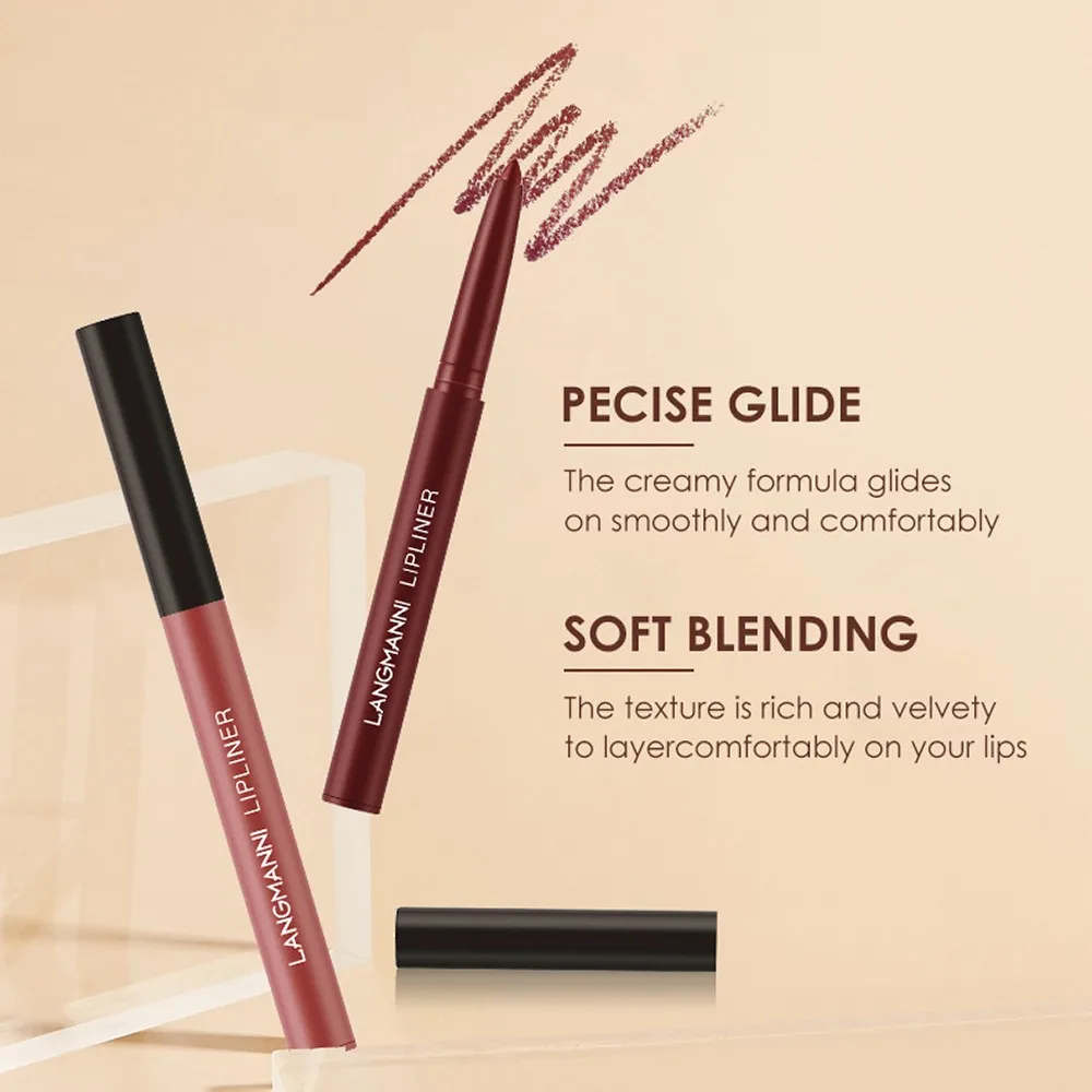 Set di matite per labbra colorate a lunga durata opache a 2 colori, matite per labbra girevoli con tazza antiaderente antisudore impermeabile