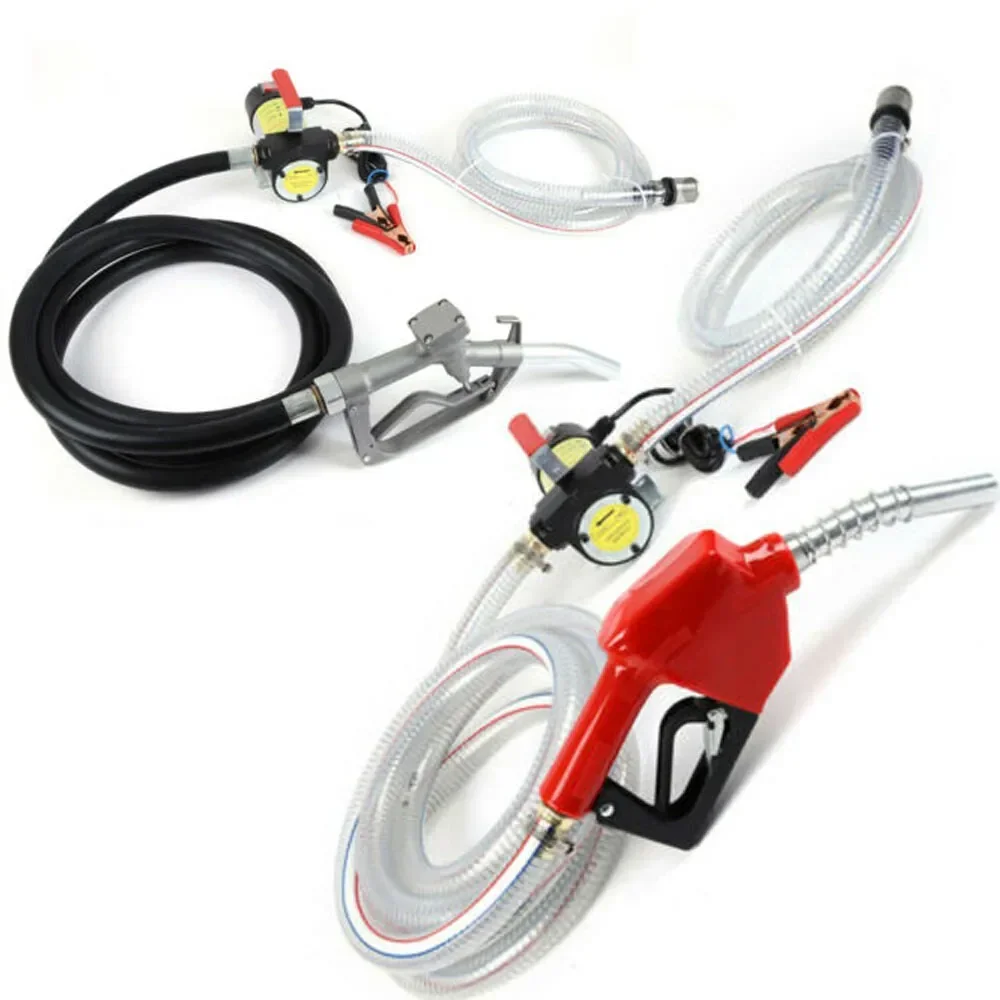 Насос для перекачки топлива 12 В |   45л/мин (12GPM) |   Дизель/Газ |   с насадкой и манометром |   для грузовиков, лодок, танков