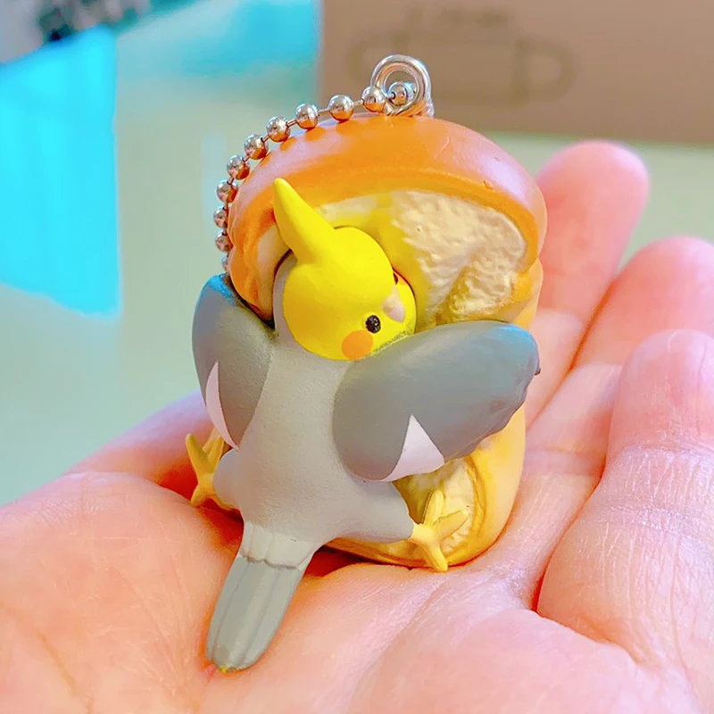 Japanese Bread Bird Cockatiel Parrot Pendant Capsule Cute Bird Action Figure MODEL TOYS