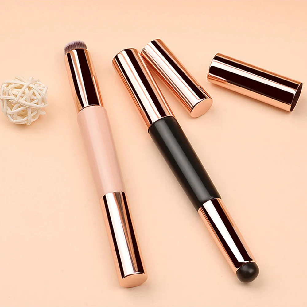 2 In 1 Silicone Lip Brush Dual End Q Soft Lipstick Smudge Brush Soft Bristle Concealer Brush Portable Beauty Makeup Tool