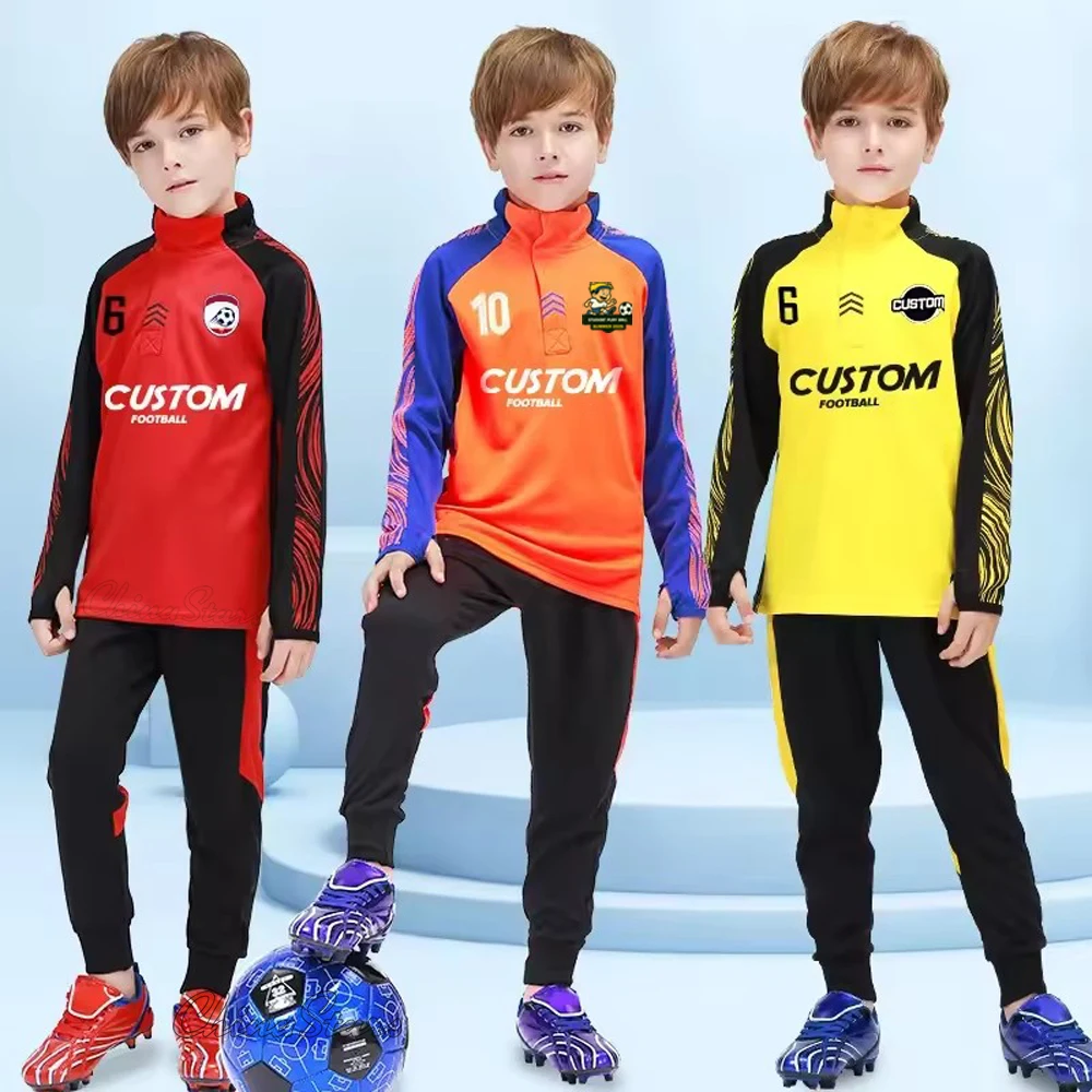 Boys Soccer Tracksuit Warm Flecce Kids Football Tracksuit Training Soccer Sportswear Tracksuit Football Uniform For Children