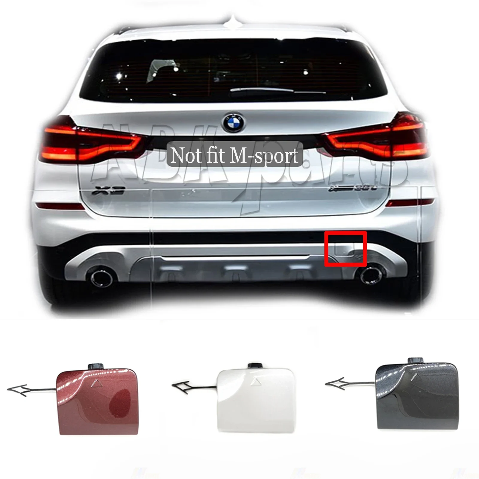 

Fit 18-21 BMW X3 G01 20i 25d 30i 30d 30e 30eX 30i 30iX SAV XLine Rear Tow Cover