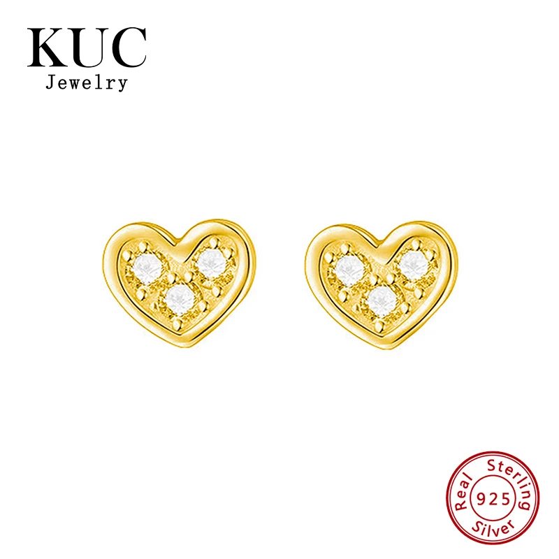 

Fashion 925 Sterling Silver Minimalist Korean Unique Chic Heart Hollow Out Zircon Stud Earring Fine Jewelry Earrings
