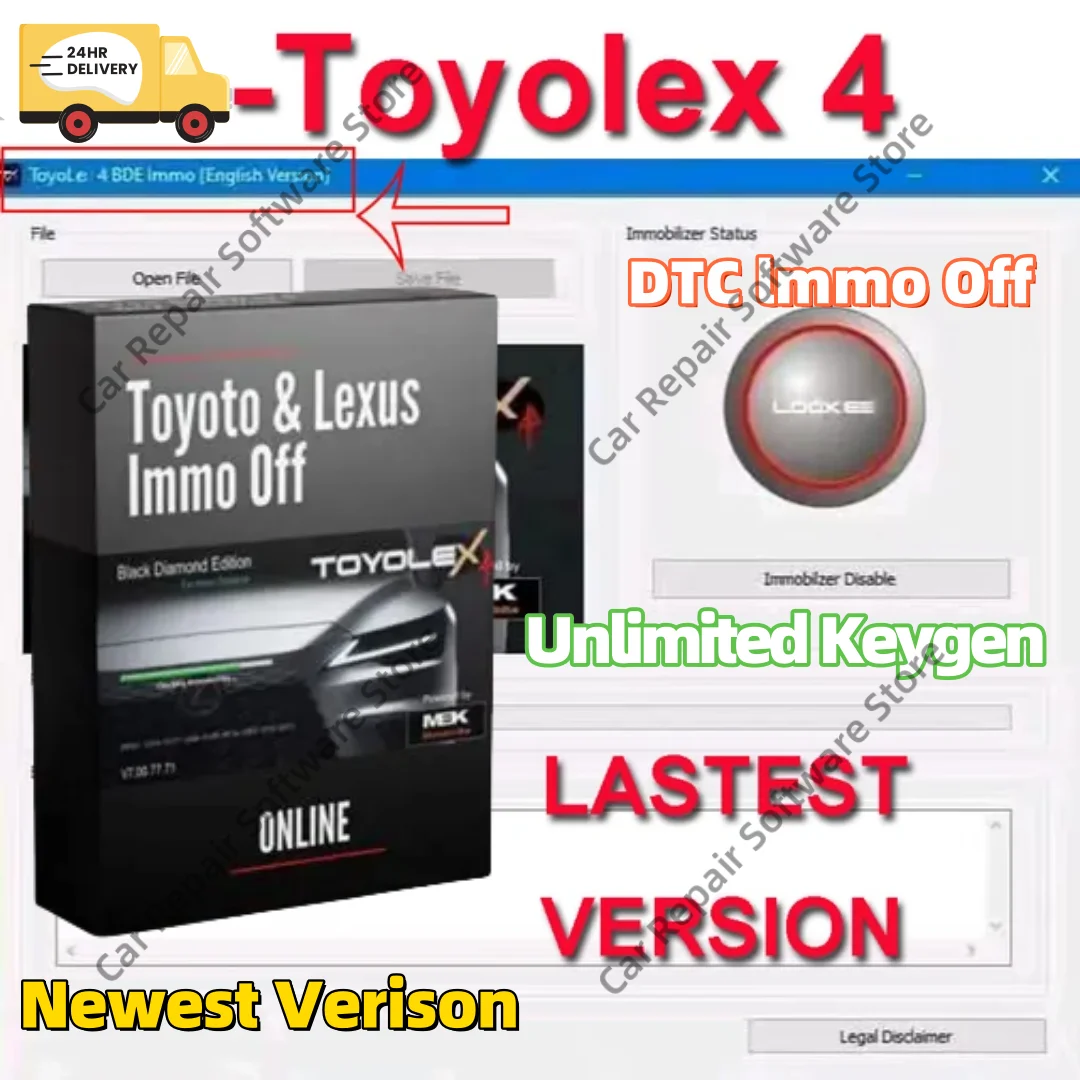 

Toyolex 4 с необмеженным ключом для Denso Toyotas Lexuss Hinos N04, двигатель Mascheramento, автомобильное программное обеспечение DTC, инструмент PK Toyolex3