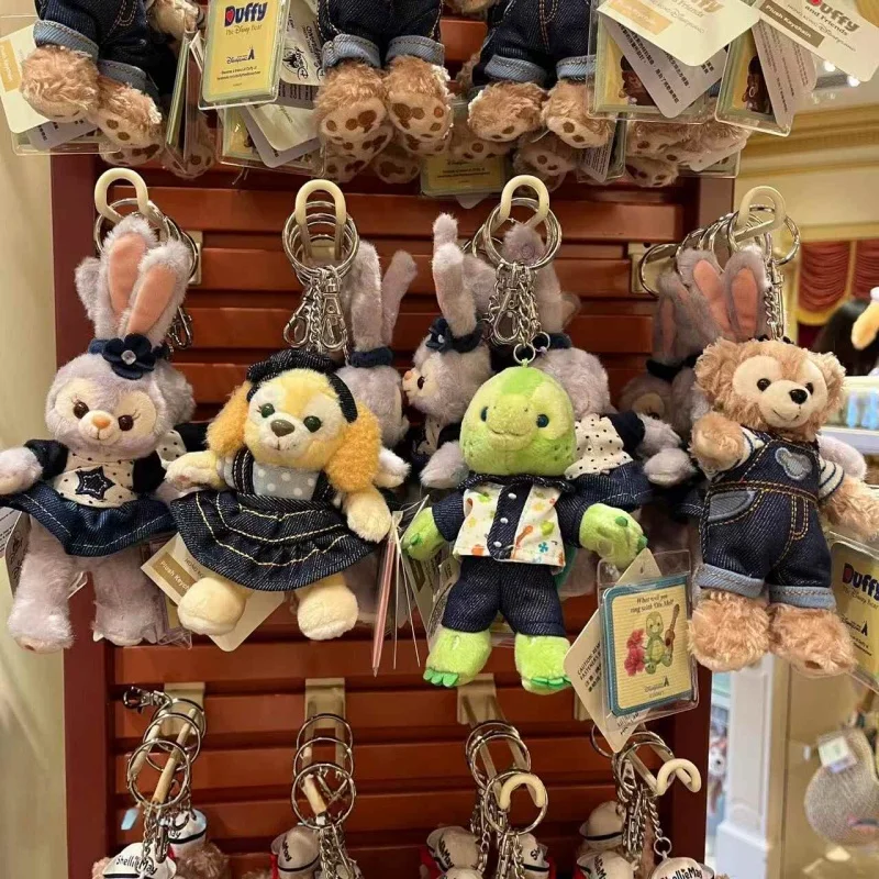 

Disney land Denim Style Plush Keychain StellaLou ShellieMay Duffy CookieAnn OluMel Stuffed Doll Bag Pendant For Kids