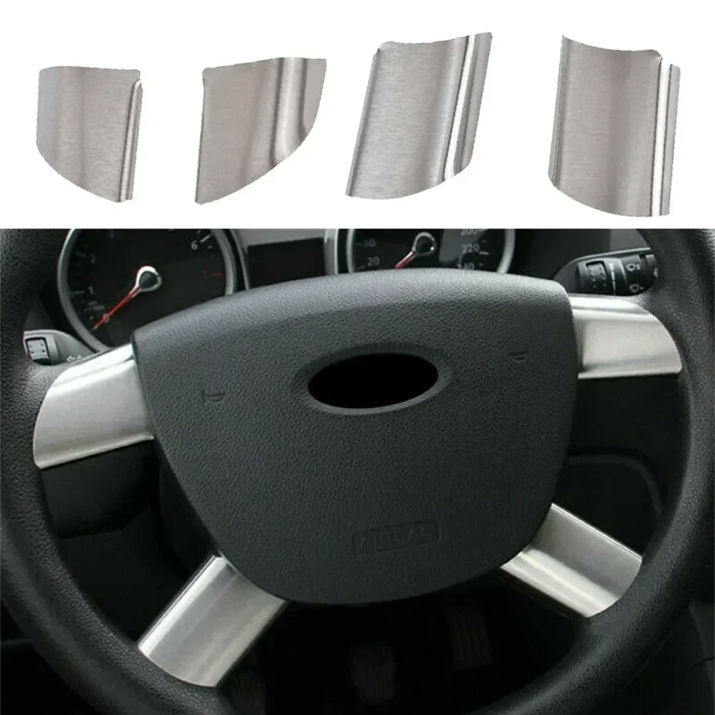 Stainless SteelCar Steering WheelTrim - Decorative Cover Sticker For Ford Transit MK2 2005-2011 Wheel Panel Decoration Cover NEW