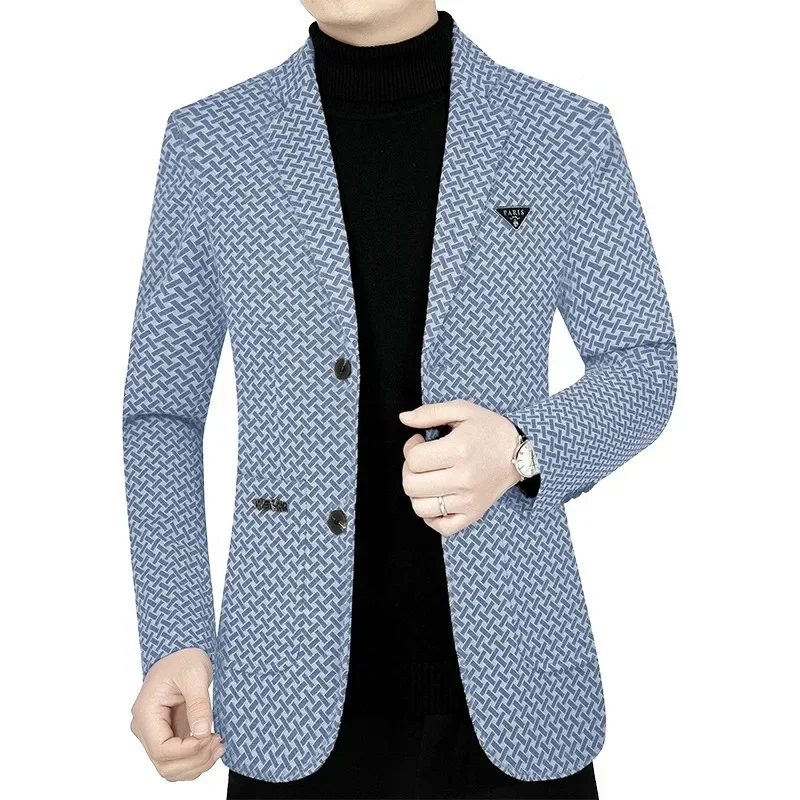 Fatos de negócios quadriculados e finos masculinos, casacos casuais de alta qualidade, primavera, tamanho 4XL, novos