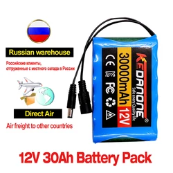 Air Shipping Rechargeable Battery 12V 30000mah Lithium Battery Pack Capacity DC 12.6V 30Ah CCTV Camera Monitor with Charger