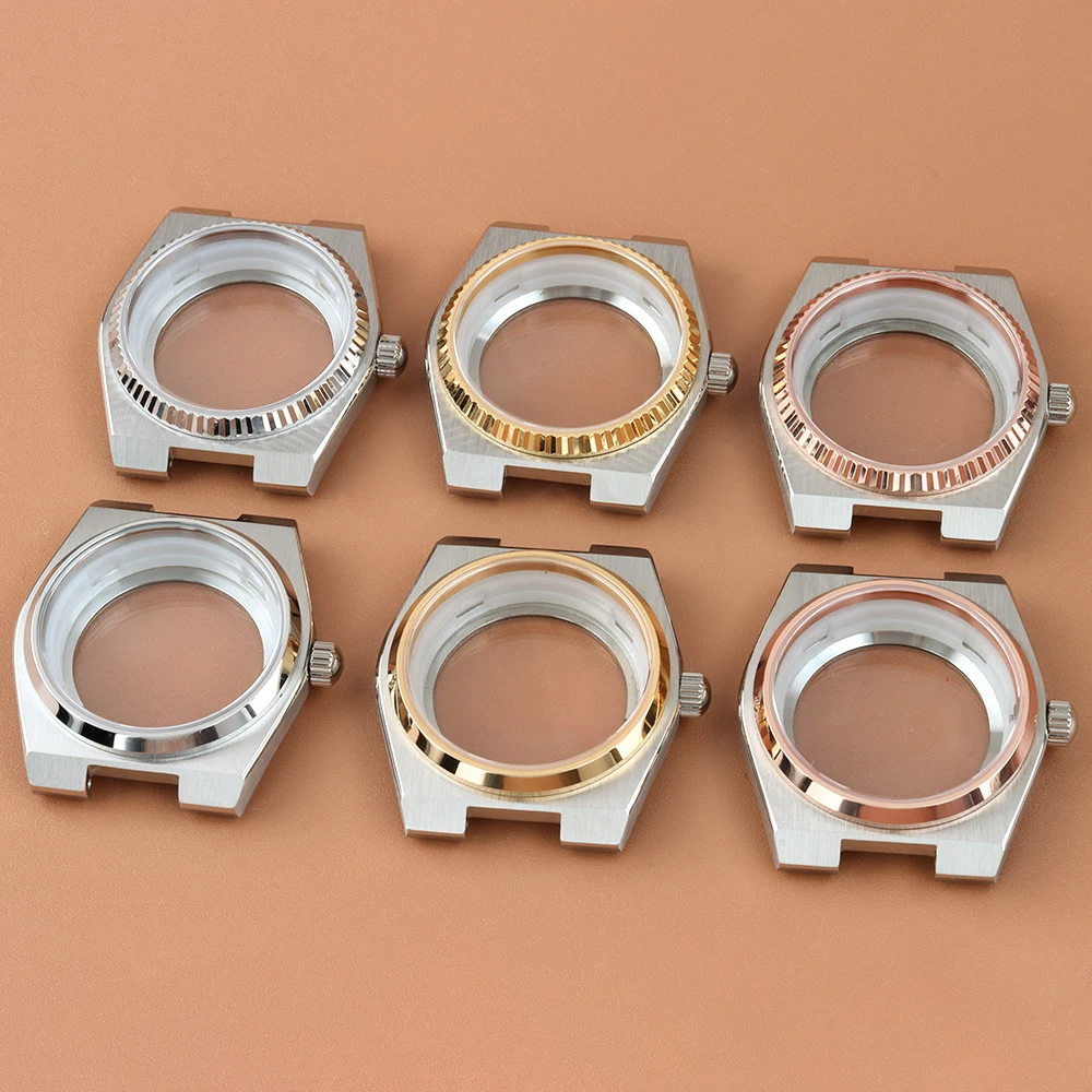 

40mm Gold Silver Case Fit Super Player Sapphire glass Case For Seiko NH35 NH36 Movement 31.8mm Dial Stainless Steel Bracelet