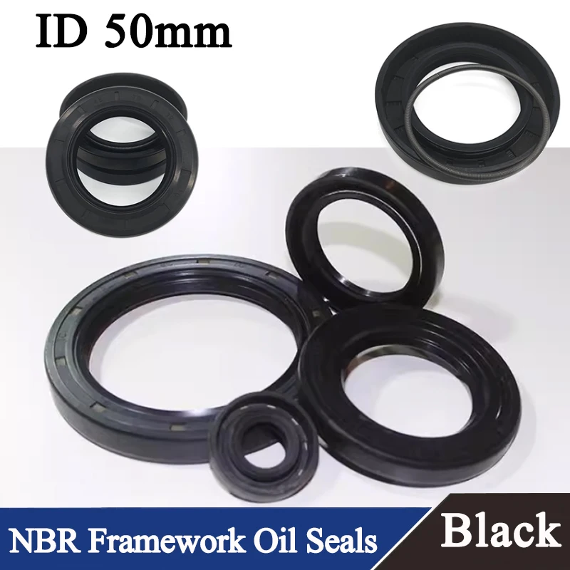 

ID 50mm OD 62mm ~ 110mm TC NBR Skeleton Oil Seal THK 7/8/10/12mm Nitrile Rubber Double Lip Oil Resistant Rotating Shaft Gaskets