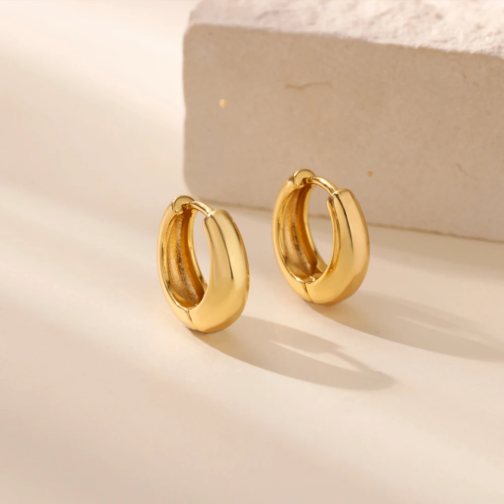 Klassische Creolen für Damen und Mädchen, Goldfarben, klobige Edelstahl-Ohrringe, 2026 Trend, neu im minimalistischen Ohrschmuck-Stil, Aretes – Detail 3
