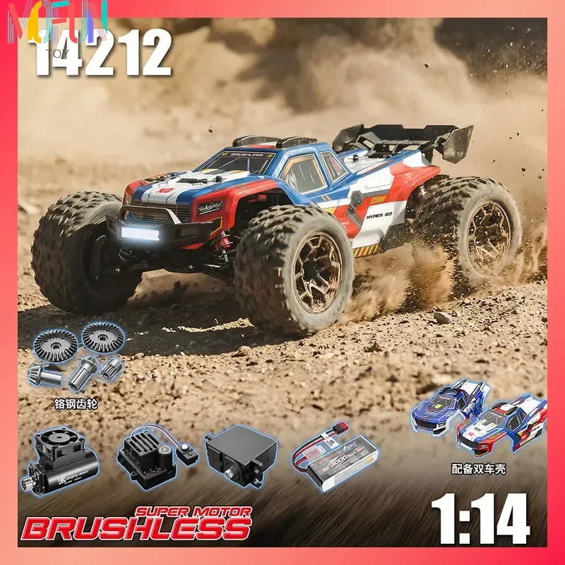 MJX 1/14 14212 Brushless Remote Control Cars RC Monster Truck Dual Bodies Alloy Chassis High Speed Off-Road Racing Car Gifts