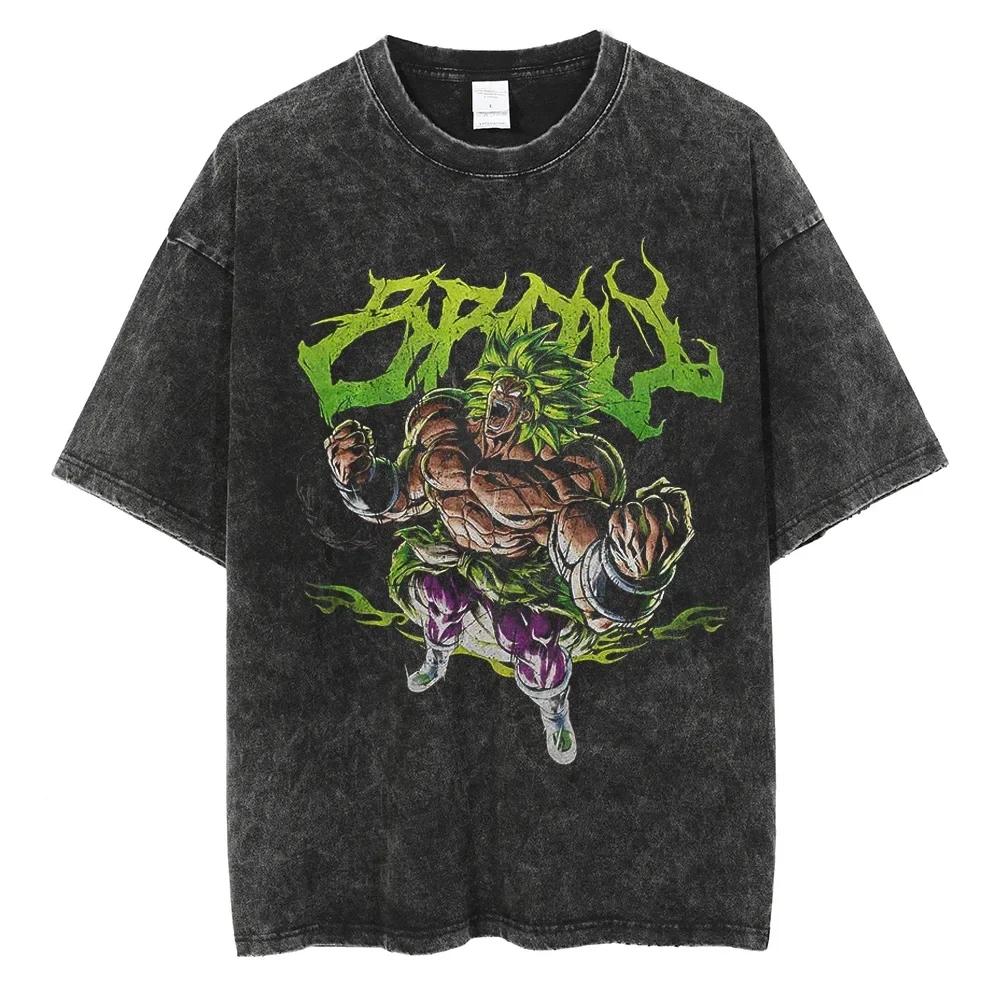 Dragon Ball Anime dos homens camiseta extragrande, streetwear Hip Hop, camiseta lavada, camiseta de algodão de manga curta verão, tops vintage