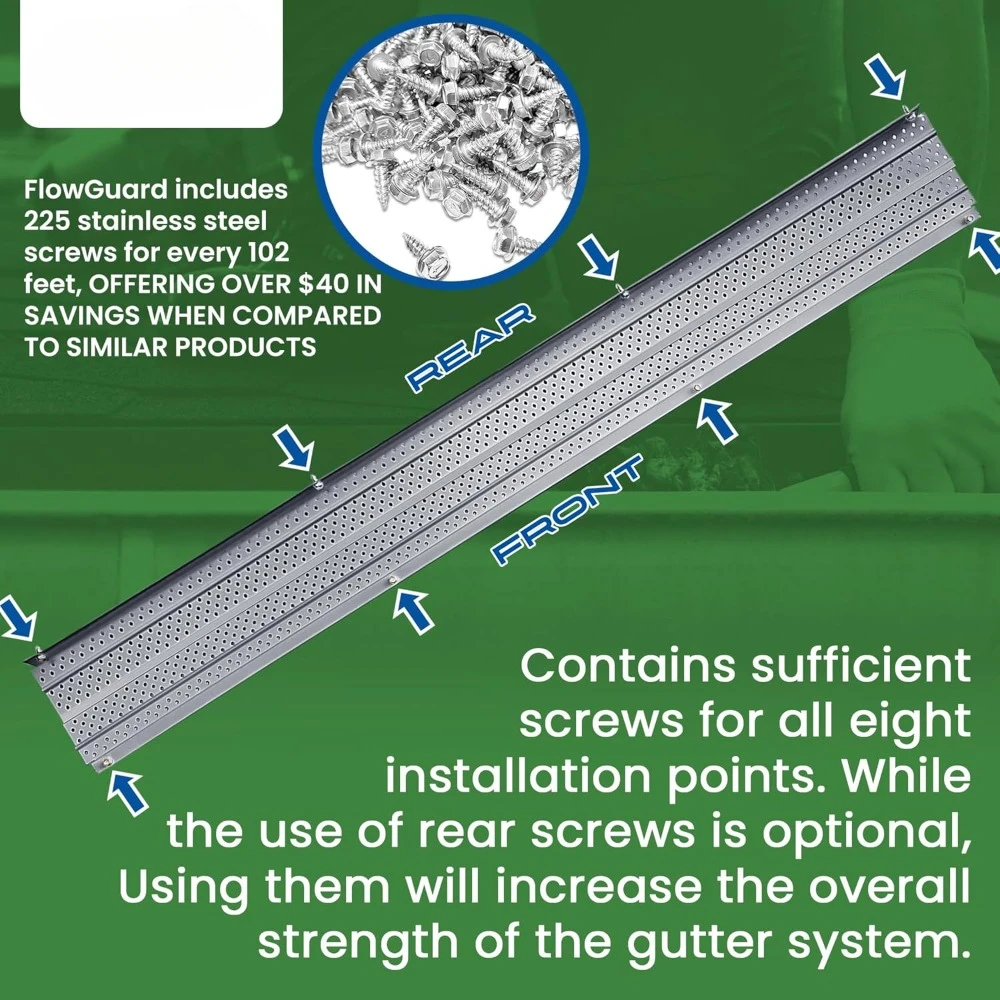 Sistema de cubierta de canalones premium de 50 años de alta liquidación: protectores de canalones de aluminio mate de 5 pulgadas, 1020 pies - por