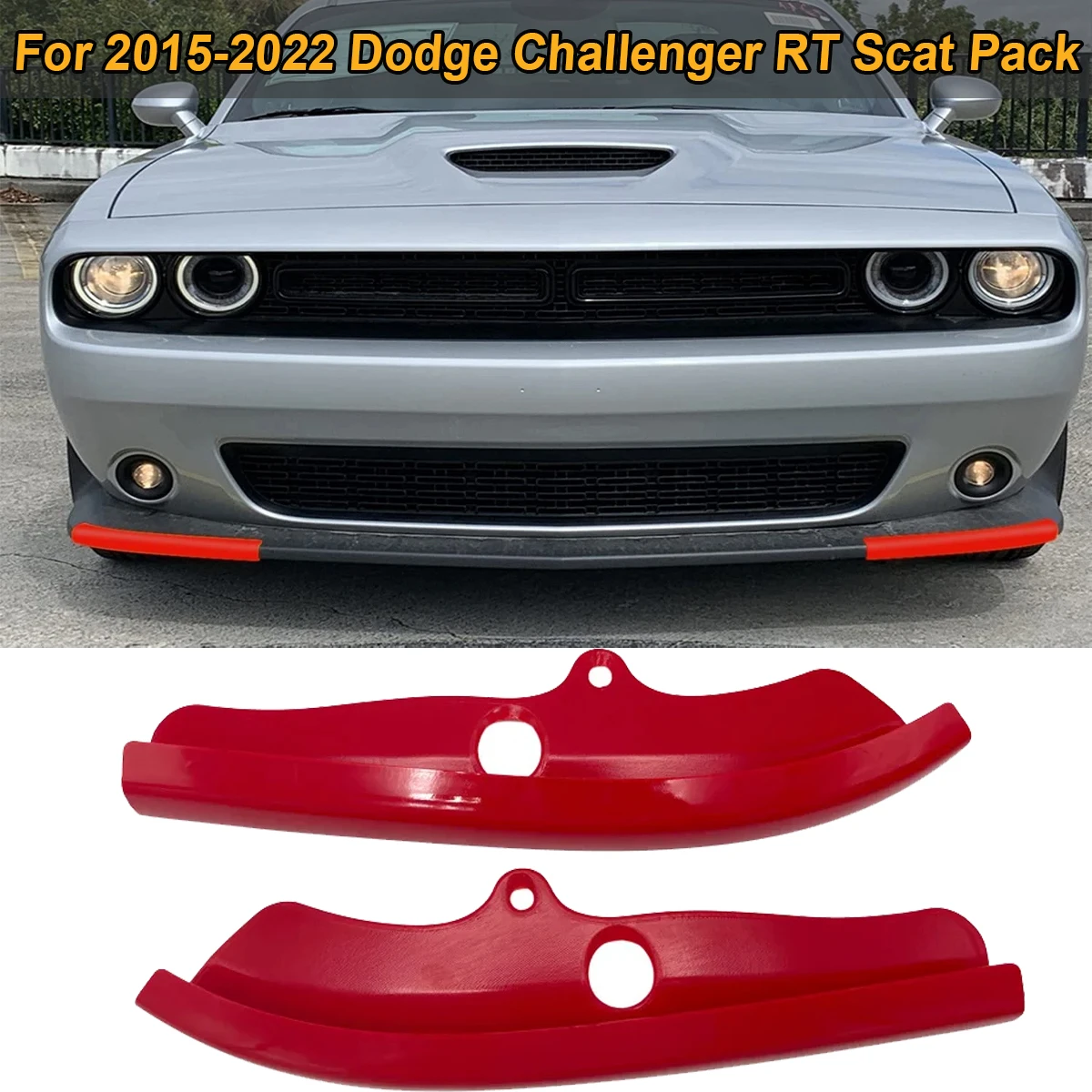 2PCS/SET For 2015-2022 Dodge Challenger RT Scat Pack Front Bumper Lip Splitter Guard Cover Replacement Part Car Accessories